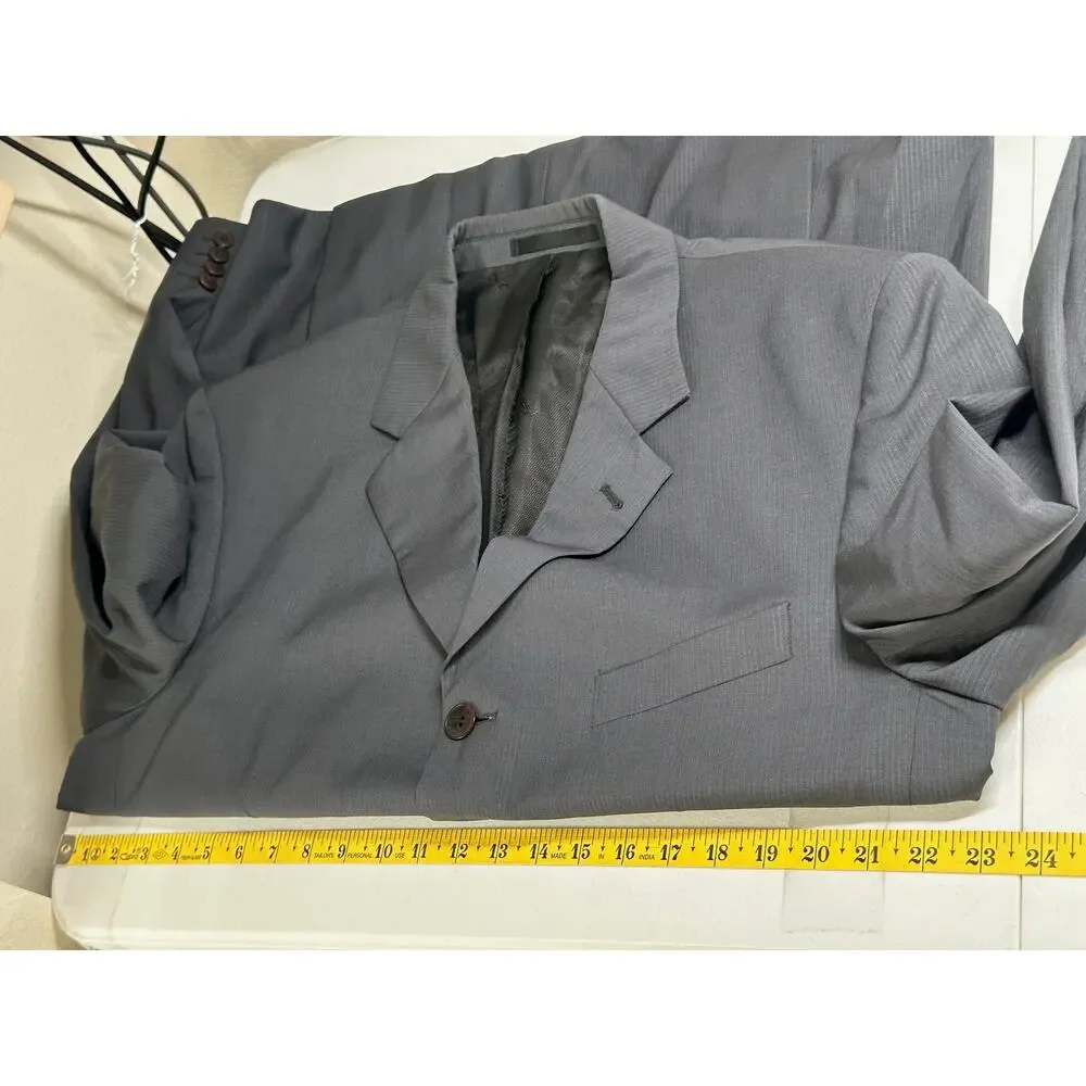 Yves Saint Laurent Suit Jacket Mens US 42 Gray Sport Coat Blazer‎ 100% Wool Work